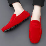 Suede Leather Penny Peas Loafers Men's Women Boys Driving Shoes Moccasins Slip on Flats Designer Loafers Pink MartLion   