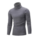 Autumn And Winter Turtleneck Warm Solid Color sweater Men's Sweater Slim Pullover Knitted sweater Bottoming Shirt MartLion Dark Gray M 