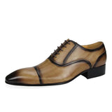 Men's Leather Shoes Factory Made Designer Dress Wedding Party Monk Luxury Genuine Zapatos MartLion Khaki 39 