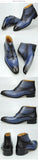 Genuine Leather Shoes Men's Boots Blue and Black Basic Lace Up Factory MartLion   