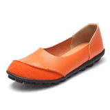 Women Handmade Leather Splicing Flats Moccasins Loafers ballet flats soft Casual Shoes MartLion Orange 37 