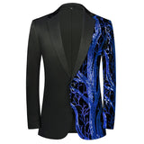 Stylish Vertical Striped Sequin Blazer Jacket Men's Shawl Lapel One Button Glitter Blazers Wedding Party Dinner Homme MartLion Pattern 9 US XS 