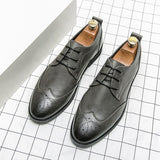 Men's Brogue Dress Shoes Formal Split Leather Lace Up Oxfords Flat Work Footwear Mart Lion   