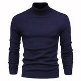 Autumn Winter Casual Men's Solid Color Pullover Turtleneck Casual Knit Sweater MartLion 4 M 