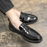 Shoes Loafers Men Patent Leather Wedding Shoes Black Casual Leather Shoes MartLion   