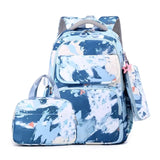 3pcs/Set Fish Scale Print Kid Backpack With Mermaid pendant Girl waterproof School Bag Children Schoolbag  For teenage girls MartLion blue2  