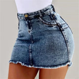 Summer  Waist Women Mini Skirt Casual Whitish Ultra-short Half-body Dres MartLion DEEP BLUE XXL 