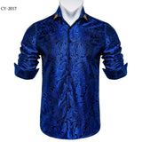 Men's Dress Shirts Black Gold Long Sleeve Formal Button-Down Collar Social Slim Fit Shirt Spring Casual Blouse MartLion   