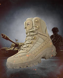 Fujeak Men's Military Tactical Boots Autumn Winter Waterproof Leather Desert Safty Work Shoes Combat Ankle Mart Lion   