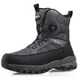 Rotating Button Men's Snow Boots Warm Plush Winter Waterproof Outdoor Hiking Wear Resistant Anti Slip MartLion grey 40 