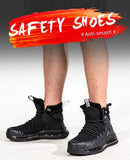 black work shoes with steel toe high top safety work sneakers winter work shoes anti smashing anti puncture boots men's MartLion   