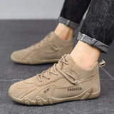 Waterproof Leather Ankle Boots Men's Waterproof Sneakers lace Up Leather Casual Casual Motorcycle Shoes MartLion   