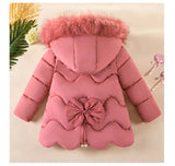  2-8 Years Warm Winter Girls Jacket Fur Collar Removable Hat Plush Lining Heavy Hooded Kids Coat Children Outerwear Send Gloves MartLion - Mart Lion