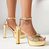 Summer Gold Silver Women Platform Sandals Hot High Heels Lady Party Shoes MartLion Gold 5 