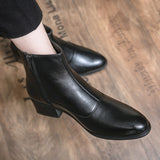 Mid Calf Men's Boots Genuine Leather Shoes Chelsea Dress Warm Winter With Masculina Mart Lion   