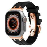 Rubber Strap For Apple Watch Ultra 2 49mm Series 9 8 7 45mm Soft Sports Band For iWatch 6 5 4 SE 44mm 42mm Silicone Bracelet MartLion black rosegold for apple watch 42mm CHINA