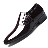 Men's Pointed Toe Leather Shoes Formal Bright Casual Wedding Oxfords MartLion Brown 38 