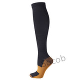 Compression Socks Solid Color Men's Women Running Socks Varicose Vein Knee High Leg Support Stretch Pressure Circulation Stocking Mart Lion Copper Black S-M 