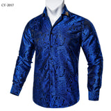 camisa masculina Black Men's Long Sleeves Floral Shirt with Collar Pin Turn-Down Collar Slim Blouse Party Four Season MartLion   