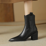 Autumn Women Boots Shoes Pointed Toe Chunky Heel Casual Winter Short Modern Chelsea High Heels MartLion   