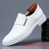White Leather Dress Shoes Men's Spring Autumn Breathable Formal Derby Casual English MartLion white inside 6cm 41 