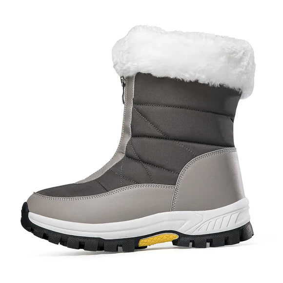 Winter Women's Snow Boots Non-slip Outdoor Waterproof Keep Warm Zipper Cotton MartLion Dark Grey 42 insole 26.0cm 