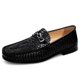 Men's Genuine Leather Shoes Luxurious Banquet Dress Low Top Loafers Casual Walking MartLion Black-2 36 