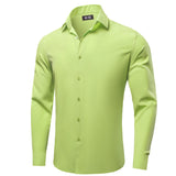 Hi-Tie Orange Silk Men's Shirts Solid Formal Lapel Long Sleeve Blouse Suit Shirt for Wedding Breathable MartLion CY-1694 S 
