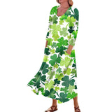 Long Dresses Delicate St Patrick's Day Print Mid-Calf For Woman O-Neck 3/4 Sleeves Ladies Frocks MartLion Fluorescent Green M United States