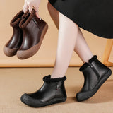 Leather Warm Cotton Boots  Boots Soft Botton  Surface Winter Thick Sole Mother Shoes MartLion   