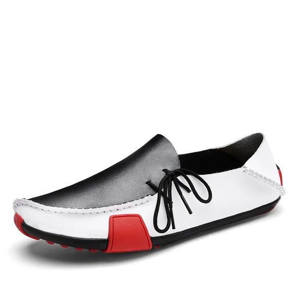 Summer Loafers Men's Shoes Leather Breathable Red Sole Hand-made Autumn Driving Soft MartLion WHITE 8.5 