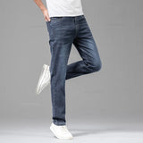 Summer Thin Men's Elastic Cotton Jeans Gray Straight Casual Pants Trousers MartLion   