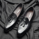 Leather Wedding Dress Shoes Elegant Tassel Loafers for Men MartLion   