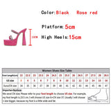 Liyke Summer Extreme High Heels Platform Slipper Glitter Rhinestones Ladies Sandal Stripper 15CM Shoes Women Slider Mart Lion   