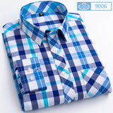 Cotton Plaid Casual Shirts Men's England Style Long Sleeve Turn Down Collar Breast Pocket Smart Dress MartLion 9006 2XL42 