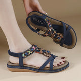 Summer Beach Sandals Casual Bohemia Flat Shoes Woman Crystal Bead Sweet MartLion   