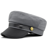 Vintage Military Beret Hats for Women Hat Men's Cap Leather Cap Autumn Winter Warm British Style Outdoor Travel Flat Peaked MartLion grey 56-58cm 