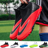  Men's Football Boots Without Lace Childrens Hightop Soccer Shoes Society Cleats Kids Football Training MartLion - Mart Lion
