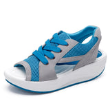 Women Sandals Lady Platform Chunky Sandals Women's Open Toe Casual Summer Sports Shoes MartLion Blue 35 