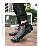  Men's Boots Casual Motorcycle Winter Shoes Waterproof Sneakers Luxury Footwear Black Gentleman Plush Ankle Boots MartLion - Mart Lion