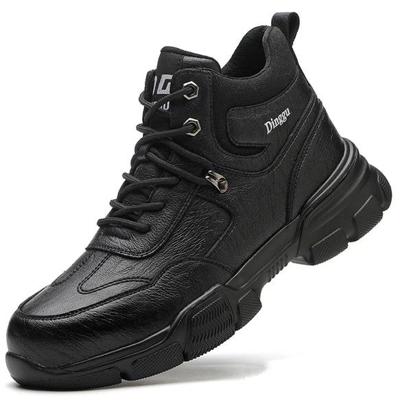 Lightweight Comfort Work Safety Boots Men's Anti-smash Anti-puncture Work Shoes Indestructible Protective MartLion 232-black 37 