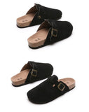 Women's Shoes Closed Toe Slippers Cow Suede Leather Clogs Sandals Retro Garden Mule Clog Slide MartLion   