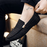 Men's Slip-On Canvas Shoes Loafers Breathable Sneakers Casual Soft Non-slip Driving Flats Black Mart Lion   