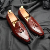 Leather Wedding Dress Shoes Elegant Tassel Loafers for Men MartLion   