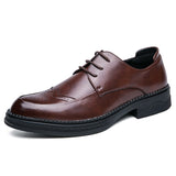 Britsh Brogue Men's Dress Shoes Formal Oxfords Microfiber Leather Mart Lion Brown 37 
