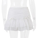 Skirt Mesh Perspective Pleated Mini Skirt Waist Casual Mini Dresses Street Nightclub Summer Women's Short Skirt MartLion   