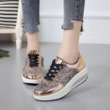 Casual Shoes for Women Lace-Up Sneakers Elegant Vulcanized Flats Luxury MartLion   