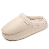 Unisex Casual Slippers Winter Warm Home Cotton Shoes Light Waterproof Garden Indoor Slip On Men's MartLion Beige 36-37 