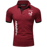 Polo Shirt Summer Men's Cotton high-end Casual Lapel short sleeve abarth logo print T-shirt top MartLion Burgundy S 