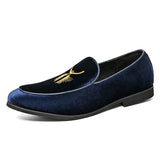 Embroidery Men's Loafers Gatherings Dress Shoes Formal Footwear Mart Lion Blue 38 